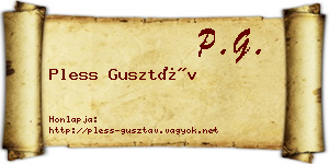 Pless Gusztáv névjegykártya