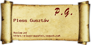 Pless Gusztáv névjegykártya